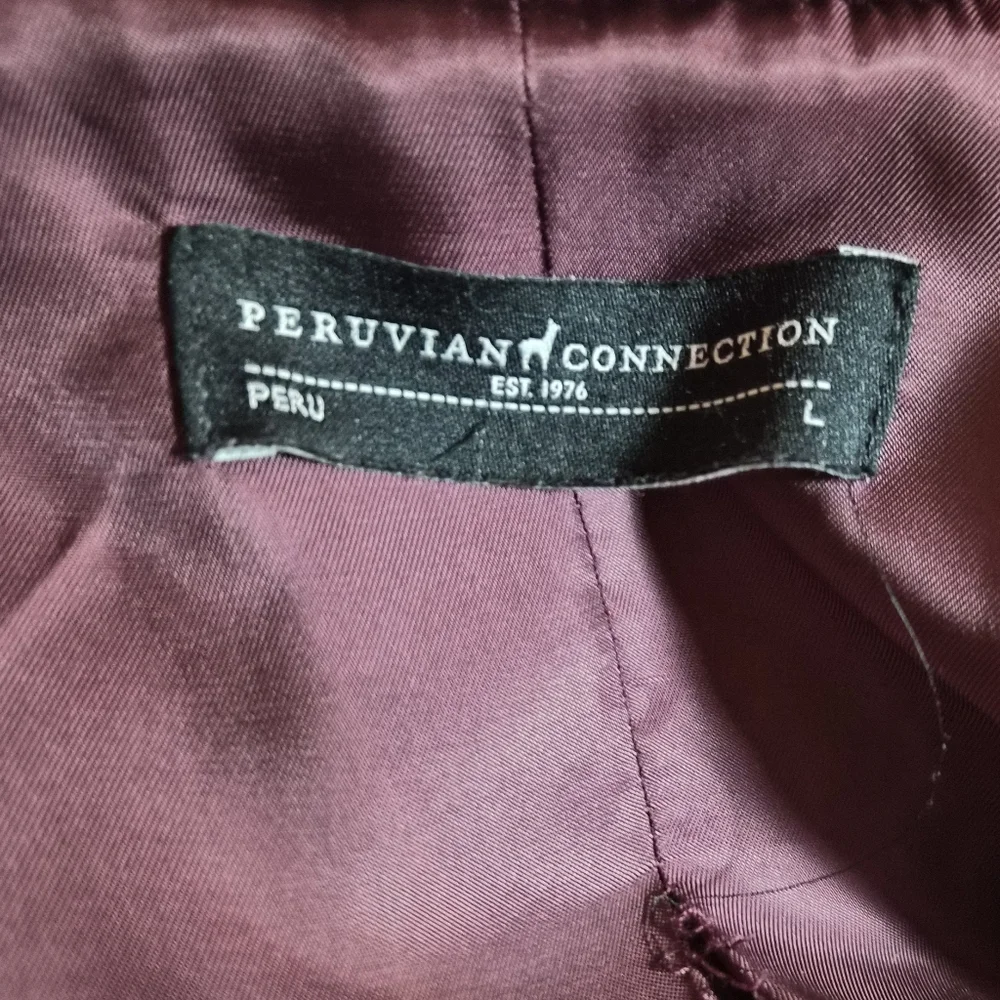 ​Peruvian Connection Burgundy Alpaca Wool Blend Shawl Collar Maxi Coat - L - Picture 2 of 9